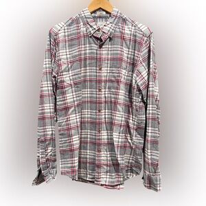 J. Crew Gray and Red Plaid Casual Shirt
